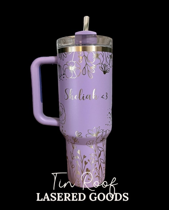 Wildflower Floral Engraved Personalized 40 Oz Stanley or Super