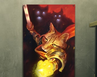 Cat Class Wall Flags | 35x56 Inch Wall Flag | Fantasy Cat Art | DnD | D&D Cats | RPG Cat Wall Art | DnD Class Cats | TTRPG Game Room Art
