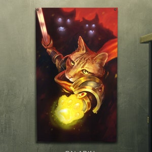 Cat Class Wall Flags | 35x56 Inch Wall Flag | Fantasy Cat Art | DnD | D&D Cats | RPG Cat Wall Art | DnD Class Cats | TTRPG Game Room Art