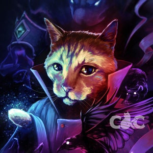 Wizard Cat Print | DnD Art Print | Fantasy Wall Art | Cat Fantasy Art | Wizard Cat Painting