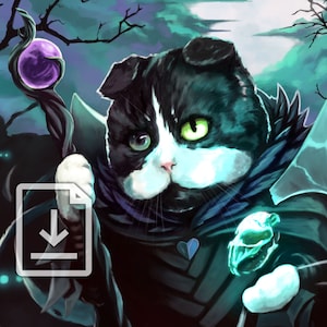 Necromancer Cat Printable - Digital Download | Scottish Fold Necromancer