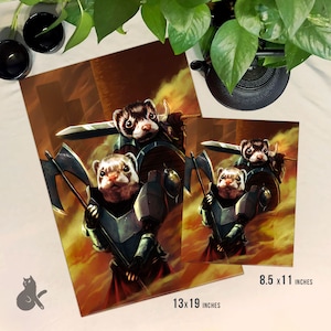Fighter Ferrets Print | DnD Fantasy Wall Art | DnD Fighter image 4