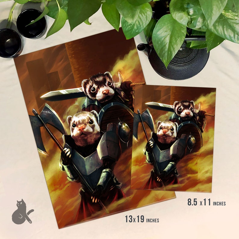 Fighter Ferrets Print | DnD Fantasy Wall Art | DnD Fighter image 4
