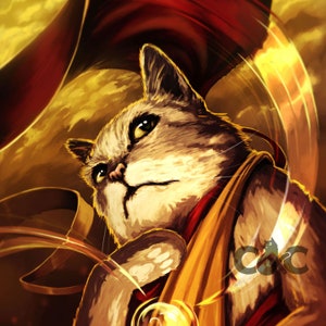 Monk Cat Print | DnD Art Print | Fantasy Wall Art | Cat Fantasy Art | Monk Cat Painting