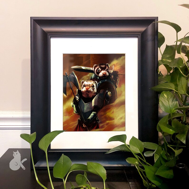 Fighter Ferrets Print | DnD Fantasy Wall Art | DnD Fighter image 2