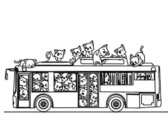 Coloring book pages | Fun buses & vans | 32 different designs | Kids' coloring | Print from home