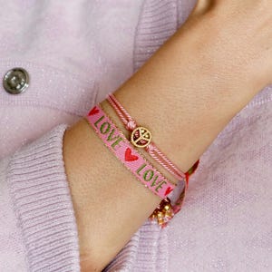Boho vriendschapsarmband met vredesteken, verstelbaar, kralen van roestvrij staal, met sieradenkaartje, leuk klein cadeau-idee voor haar