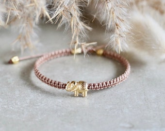 Bracelet porte-bonheur éléphant, bijoux en macramé tressé à la main, Bracelet Fengshui, idée cadeau spéciale pour femmes, Bracelet d'amitié