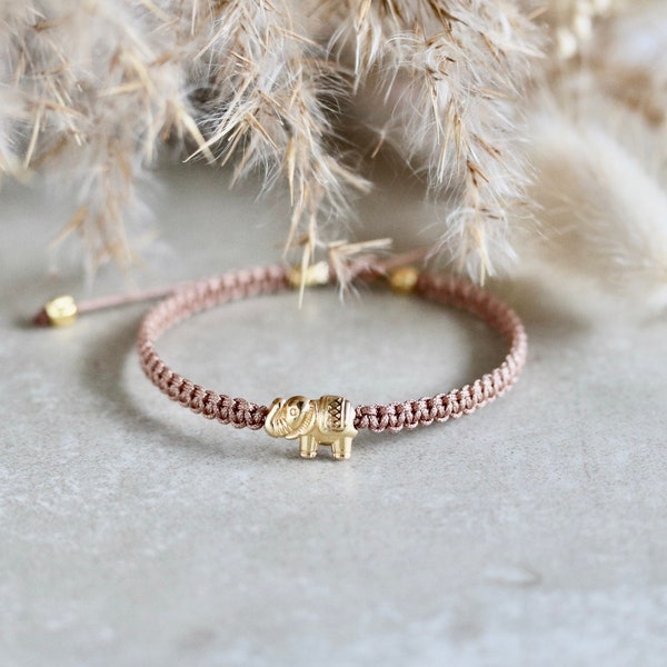 Bracelet porte-bonheur éléphant, bijoux en macramé tressé à la main, Bracelet Fengshui, idée cadeau spéciale pour femmes, Bracelet d'amitié