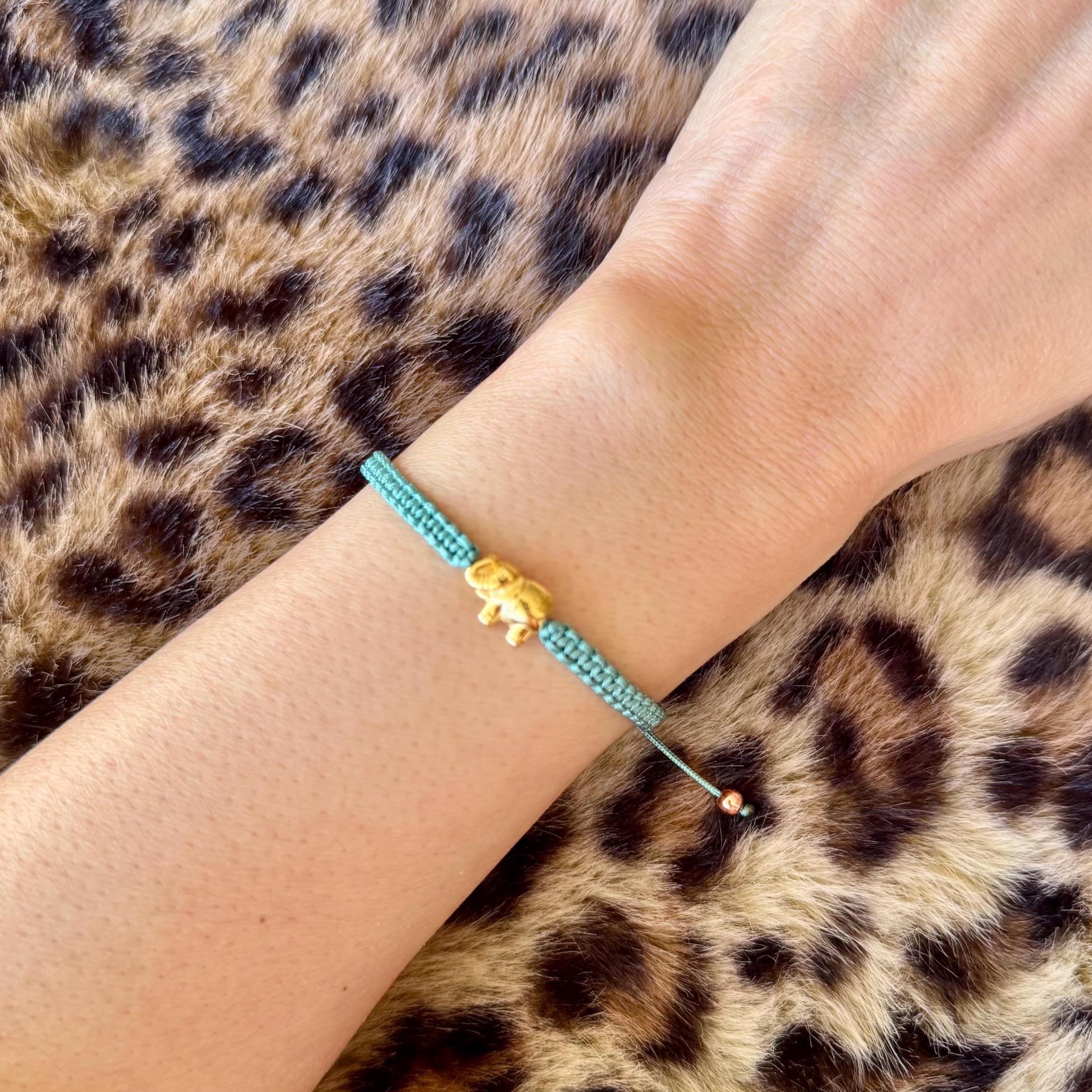 Selfmade Jewelry Bracciale Elefante per Donne Bracciali Fatti a Mano In Macramè Inclusa Confezione Regalo (Oro Rosa)(Taglia Regolabile