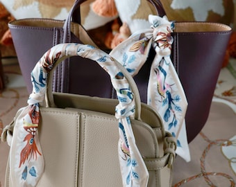 Sciarpa da borsa in raso di seta, sciarpa sottile, bandana, sciarpa con fascia per capelli, piccola idea regalo per lei