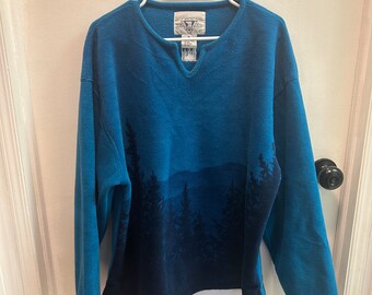 vintage arctic image blue fleece pullover