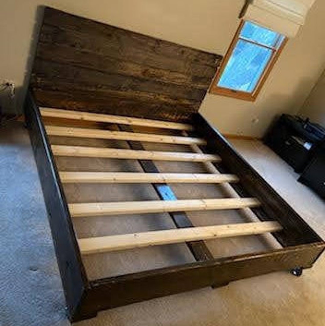 Rustic Farmhouse Bed Frame and Headboard Etsy