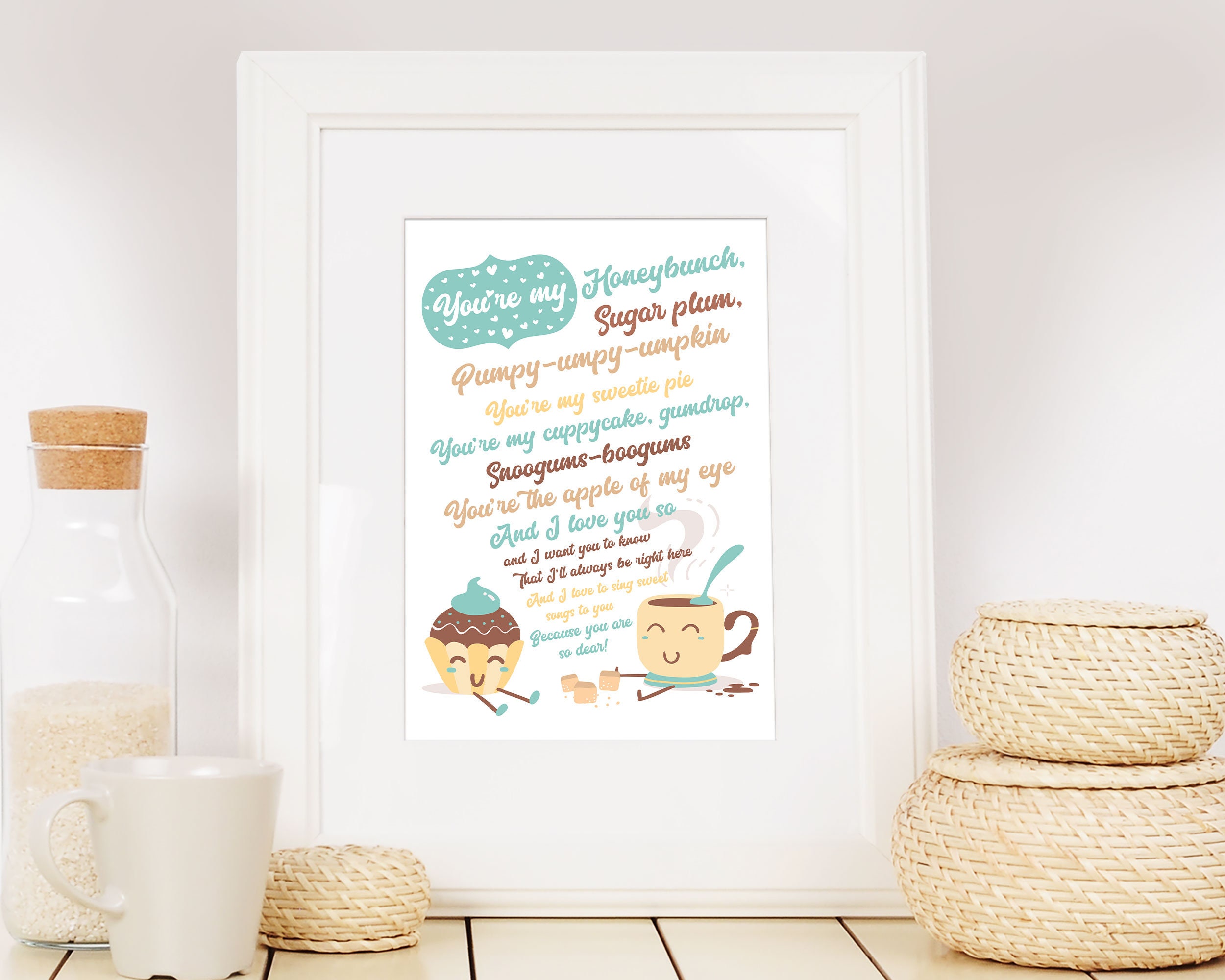 Cuppy Cake Song Lyrics Printable Poster A3 A4 A5 Green Etsy