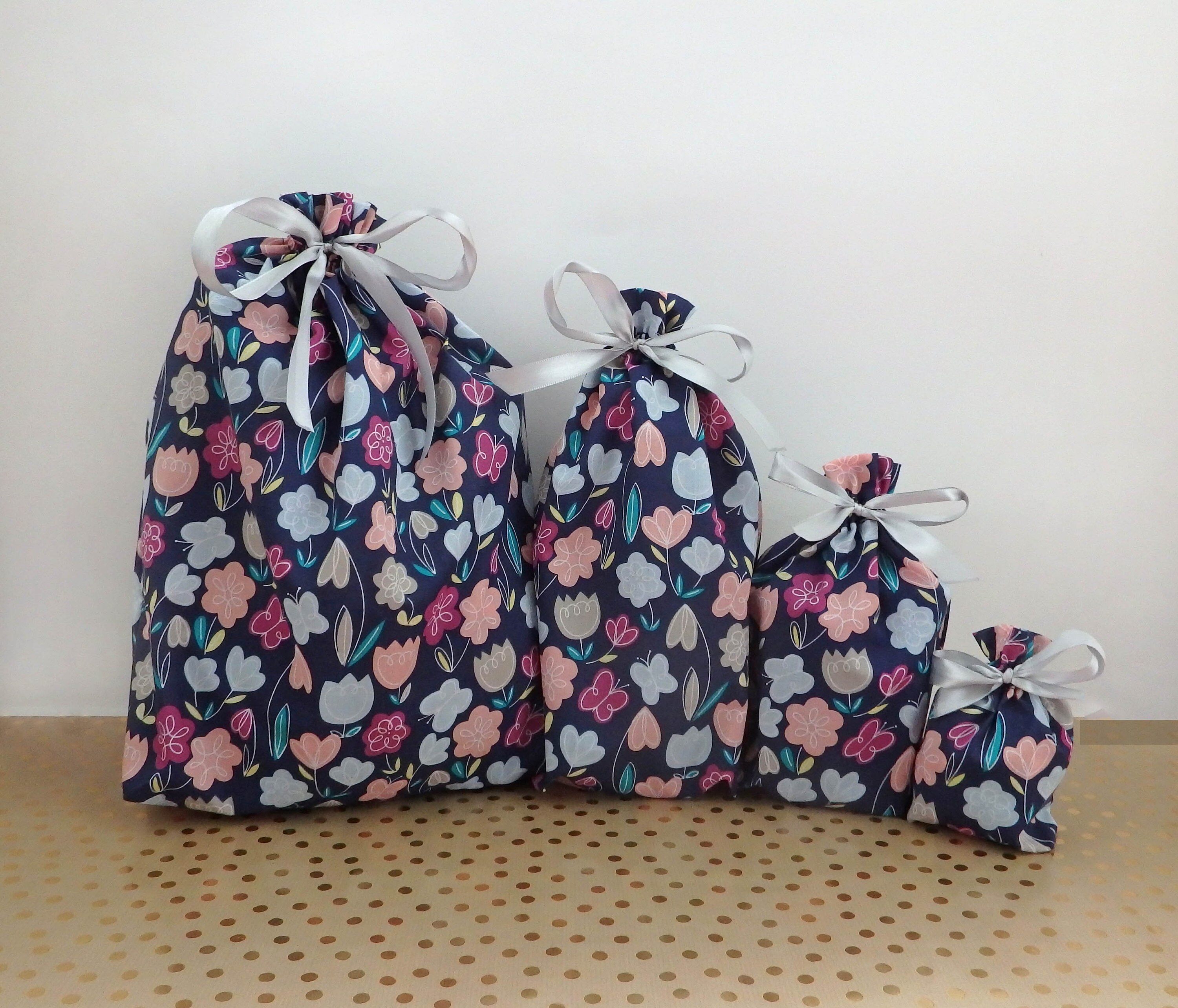 Fabric gift bags Floral gift bag Reusable Gift Bag Zero Etsy