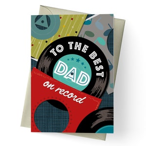 Vinyl Record Card. Father's Day Card. Vinyl Loving Dad. Music Lover Card. Best Dad Card. 45s. Retro Card. Record Card. Birthday Card. A6