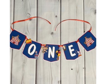 Circus One Birthday banner, Circus Birthday Decoration, Circus Party Decorations, High Chair Banner, 1st Birthday Party Decoration