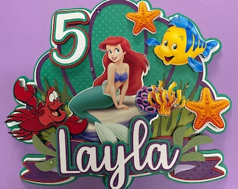 Topper de pastel de la Sirenita, decoraciones de fiesta de la Sirenita, topper de la Sirenita, decoración de fiesta, La Sirenita, fiesta de cumpleaños de Ariel