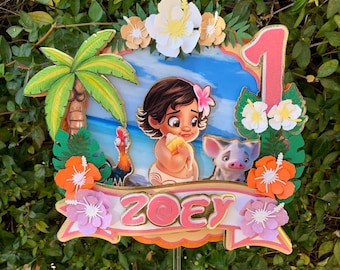 Topper de bolo moana, decoração de festa moana, decorações de festa, toppers de bolo personalizados, festa de moana, decorações de festa moana
