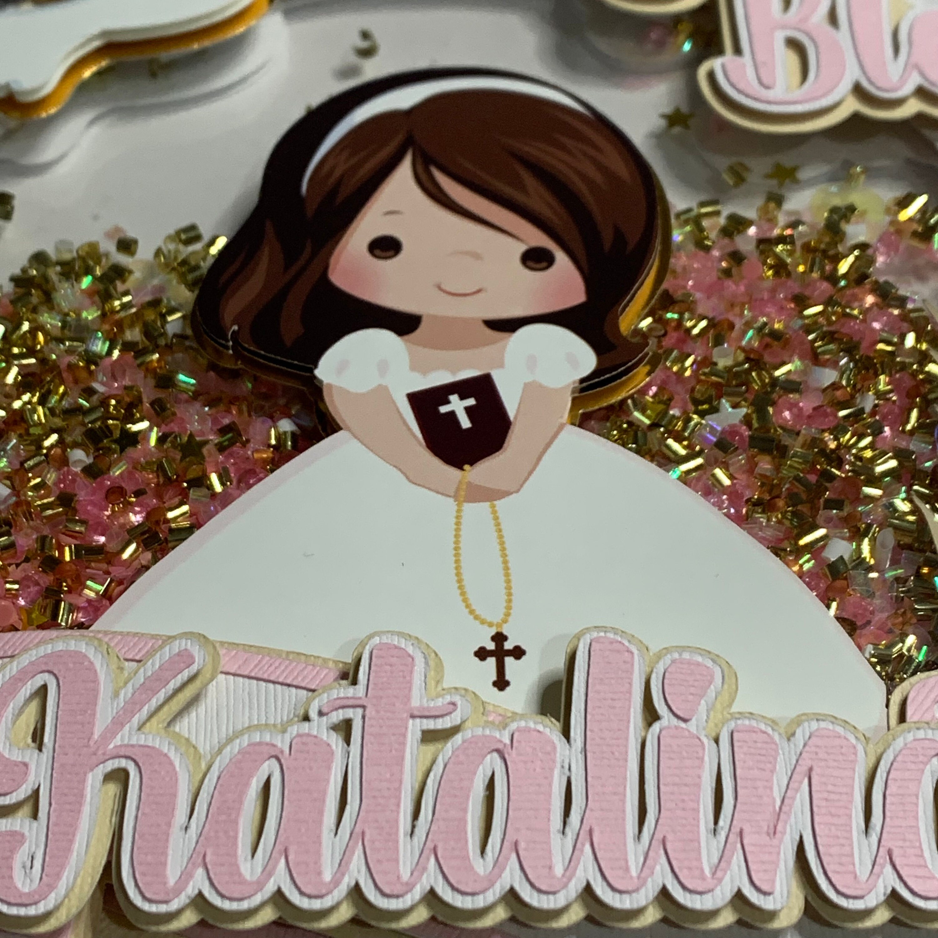 Personalized First Communion Cake Topper Portuguese Primeira