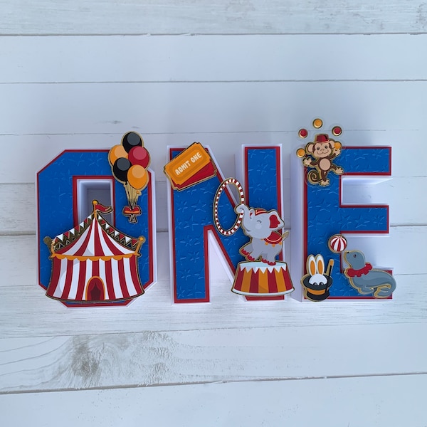 Circus 3D Letters, Party Decorations, Circus Birthday Party, Personalized 3D Letters, Birthday Decoration, Circus theme 3D decorations