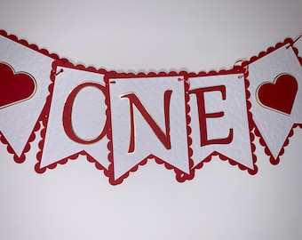 Banner de silla alta de San Valentín, Banner de silla alta ONE, decoraciones de fiesta de San Valentín, Banner de San Valentín