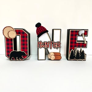 Lumberjack 3D Letter, Party Decorations, Lumber Birthday Party, Personalized 3D Letter, Birthday Decoration, Letras de Leñador, Lumberjack