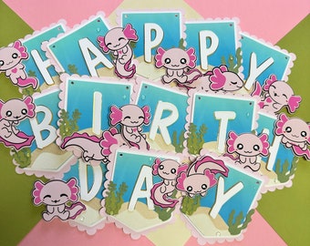 Bannière D'anniversaire Axolotl, Décorations De Fête Axolotl, Décorations De Fête, Fête D'anniversaire Axolotl, Axolotl, Fête D'anniversaire À Thème Axolotl