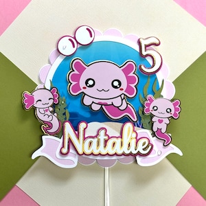 Topper per torta Axolotl, Decorazioni per feste Axolotl, Decorazioni per feste, Festa di compleanno di Axolotl, Axolotl, Festa di compleanno a tema Axolotl