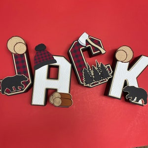 Letra 3D de Lenhador, Decorações de festa, Festa de aniversário de Lenhador, Carta 3D personalizada, Decoração de aniversário, Letra de leñador, Lenhador
