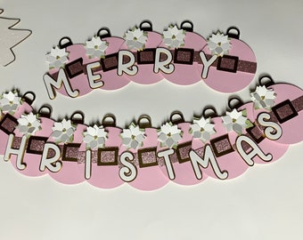 Decoraciones para fiestas de Navidad, Estandarte de Navidad rosa, Decoraciones para fiestas rosas, Estandarte de Navidad, Decoraciones para fiestas, Feliz Navidad