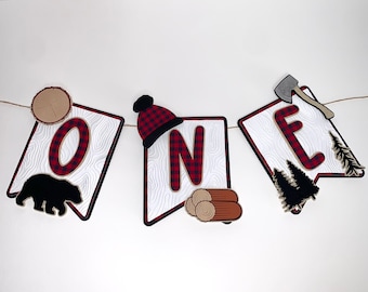 Lumberjack One Birthday banner, Lumberjack Birthday Decor, Lumberjack Party Decorations, Highchair Banner, Tematica Leñador, Lumberjack