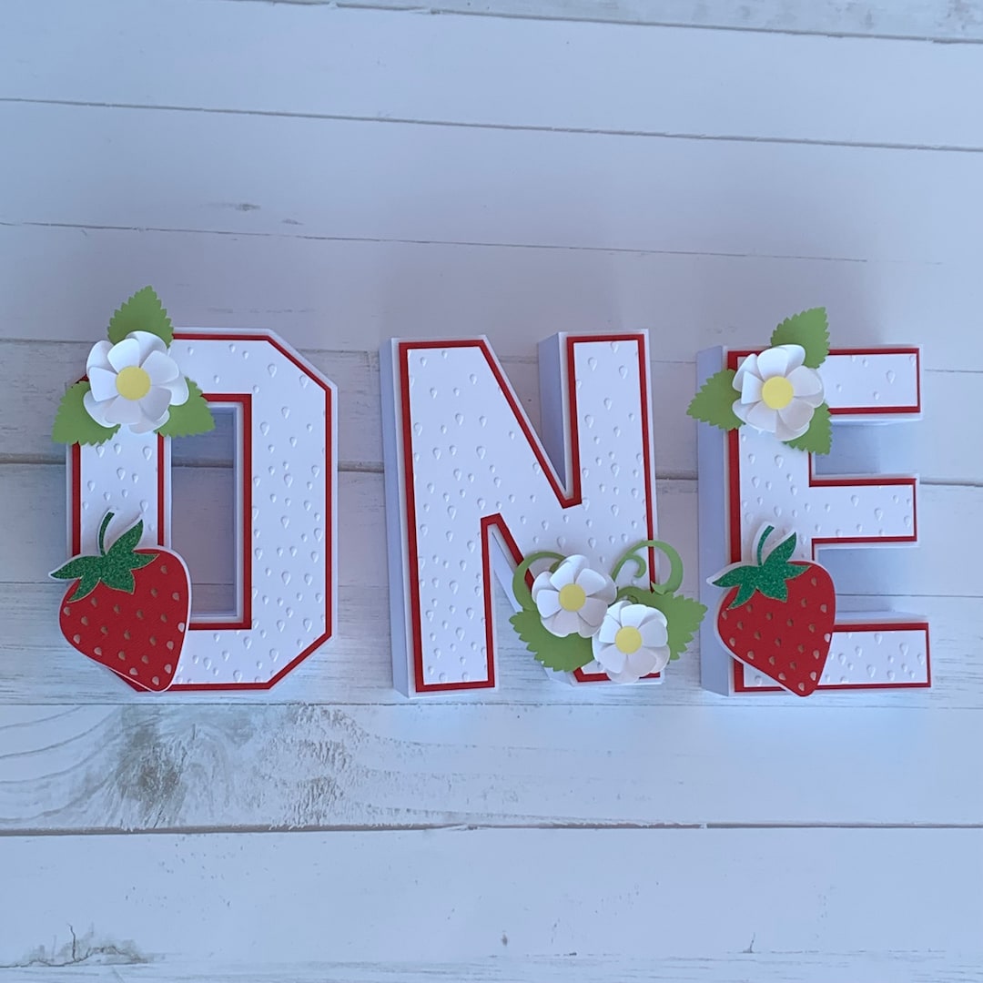 Strawberry 3D Letters, Party Decorations, Strawberry Birthday Party ...