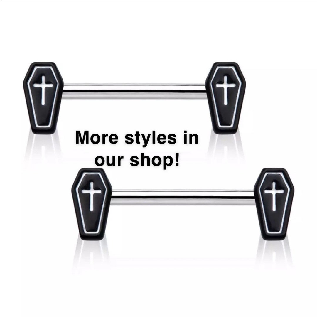 A Pair of Coffin Nipple Barbell Body Piercing Jewelry 14G 316L Etsy