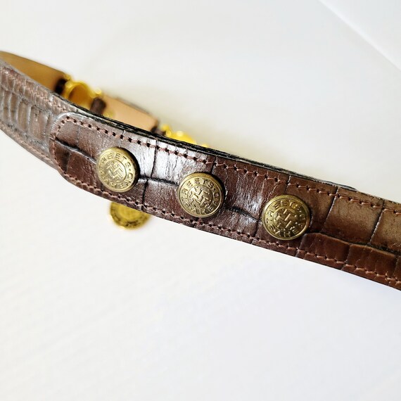 Brown Croc Chain Leather Belt - image 4