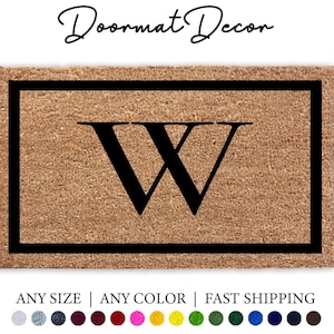 Personalized Monogrammed Coir Doormat  Outdoor Patio Rug  Large Front Door Welcome Mat