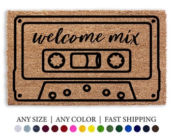 Welcome Mix Tape Doormat, Funny Door Mat, Cassette Tape Music Studio Recording Rug Mat, Outdoor Welcome Rug, Personalized Funny Home Decor