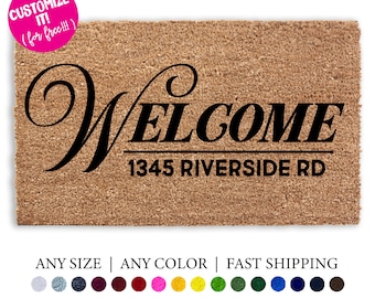 Custom Address Doormat, Street Address Sign Door Mat, Outdoor Welcome Mat, Personalized Street Address Numbers,Moving, Realtor Client Gift