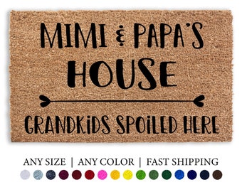 Personalized Welcome To Grandparents House Doormat, Custom Grandma Grandpa Door Mat Rug Gift, Mimi Papa Meemaw Peepaw, Gift From Grandkids