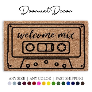 Welcome Mix Tape Doormat, Funny Door Mat, Cassette Tape Music Studio Recording Rug Mat, Outdoor Welcome Rug, Personalized Funny Home Decor