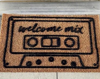 Welcome Mix Tape Doormat, Funny Door Mat, Cassette Tape Music Studio Recording Rug Mat, Outdoor Welcome Rug, Personalized Funny Home Decor