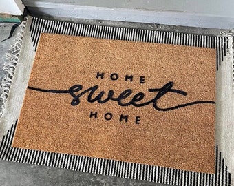 Home Sweet Home Doormat, Flocked Coir Outdoor Welcome Mat, Personalized Door Mat, Custom Personalized Door Mat, Housewarming Client Gift