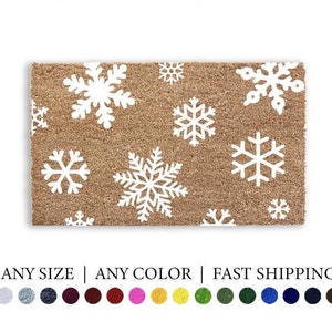 Snowflakes Doormat - Personalized Holiday Rug Outdoor Welcome Mat Festive Home Decor