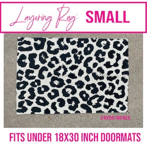 CLEARANCE!!!  SMALL Leopard Print Cotton Rug, Black Animal Print, Leopard Woven Indoor Outdoor Layering Rug, Layering Rug for Under Doormat