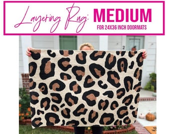 MEDIUM Safari Cotton Layering Rug, Leopard Cheetah Print Woven Indoor Outdoor Layering Rug, Layering Rug Under Door Mat