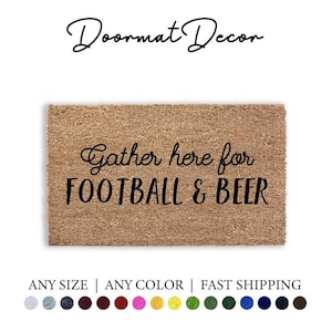 Football and Beer Doormat  NFL Team Gift Outdoor Welcome Mat Entryway Decor