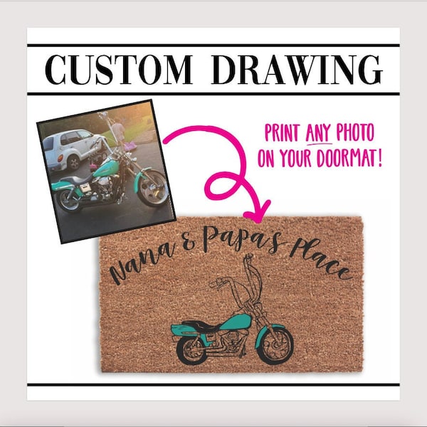 CUSTOM DRAWING Doormat | Custom Sketch of Photo | Welcome Door Mat, Personalized Sketch Rug, Drawing Portrait, Custom Painting Portrait