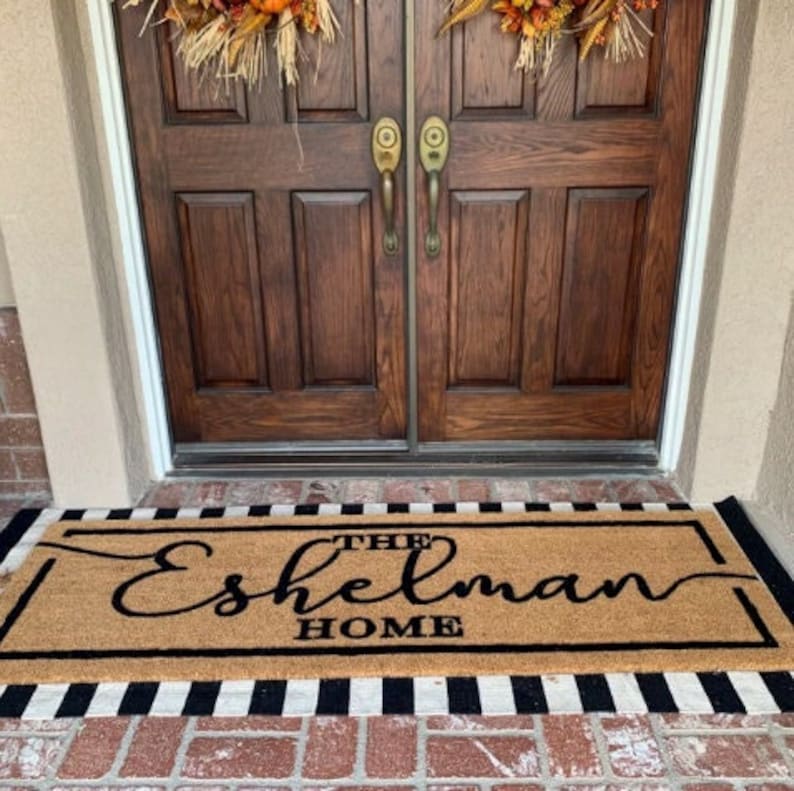 Personalized Name Doormat Flocked Coir Door Mat Mat Etsy