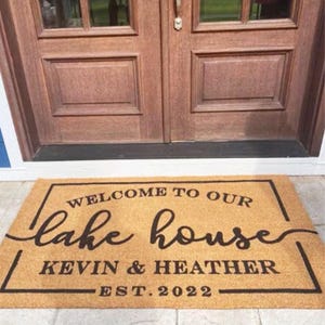 Welcome To The Lake Doormat  Custom Outdoor Mat for Lake House Decor  Ocean Bay Beach Welcome Rug