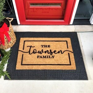 Personalized Coir Doormat  Custom Welcome Mat for Engagement or Wedding Gift  Double Door Outdoor Rug